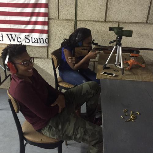 Two SUNY Plattsburgh Marksmanship members target shooting